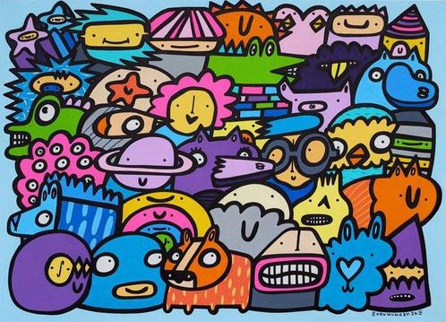 Kev Munday (1986) - Smiling Faces, Antiquités & Art, Art | Peinture | Moderne