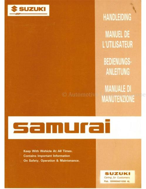 1993 SUZUKI SAMURAI INSTRUCTIEBOEKJE, Autos : Divers, Modes d'emploi & Notices d'utilisation