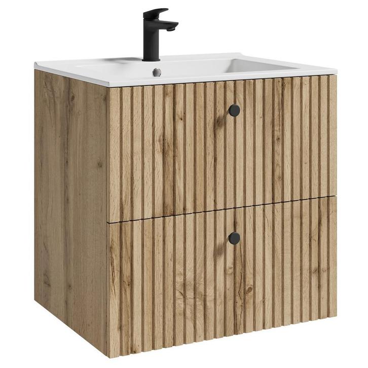 Badkamermeubel Saros 60 x 45 cm Eiken Badmeubel, Huis en Inrichting, Badkamer | Badkamermeubels, Nieuw, Verzenden