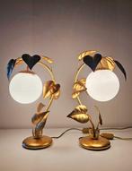 Lampe de bureau (2) - lampe de table plaquée or avec verre