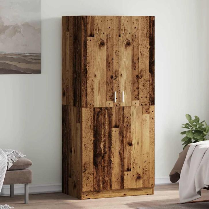 vidaXL Kledingkast 90x52x200 cm bewerkt hout oud houtkleurig, Huis en Inrichting, Kasten | Kleerkasten, Nieuw, Verzenden