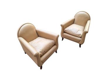 Poltrona Frau - Renzo Frau - Fauteuil (2) - Lyra Pelle Beige beschikbaar voor biedingen
