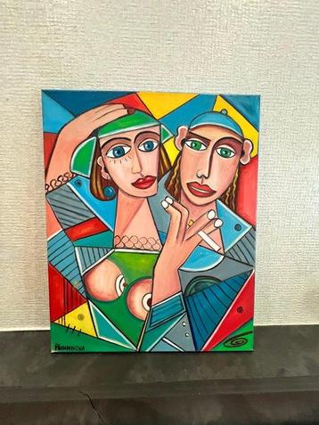 Olena Blinnikova - OIL PAINTING - Two Faces - NO Reserve