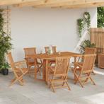 vidaXL 7-delige eetset voor in de tuin van massief teak, Tuin en Terras, Tuinstoelen, Verzenden, Nieuw