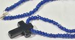 Croix en Onyx et Collier en Saphir - Protection & Paix -