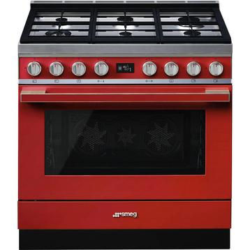 Smeg Cfp9gpr Dual Fuel Fornuis  90cm Rood, Ophalen of Verzenden