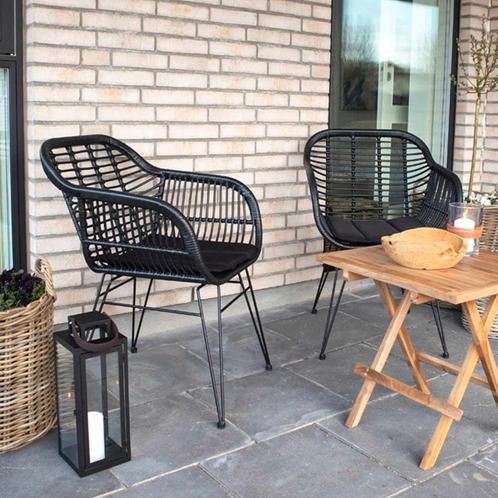 Rotan tuinstoel met zitkussen | Zwart | Rattan, Huis en Inrichting, Stoelen, Zwart, Nieuw, Eén, Verzenden
