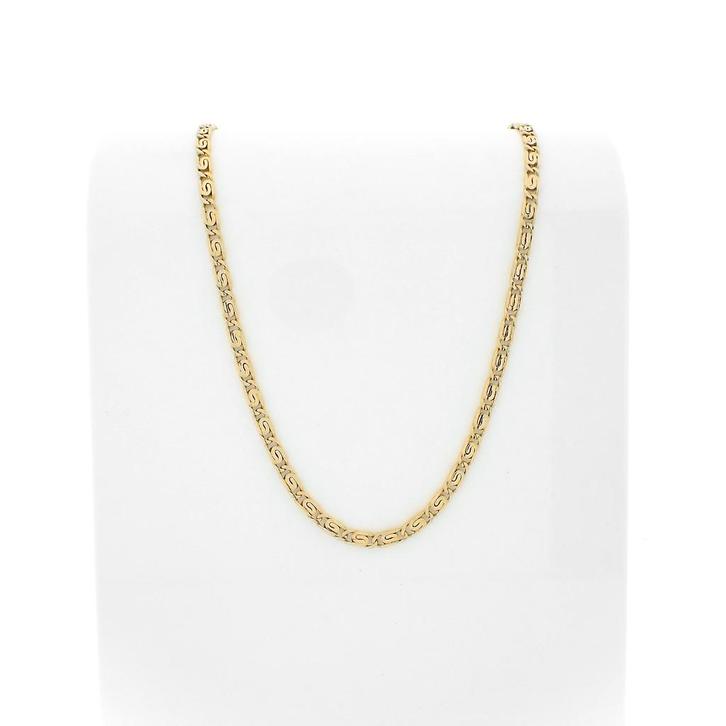 Gouden scroll schakel ketting; Midas | 47 cm, Handtassen en Accessoires, Kettingen, Overige kleuren, Gebruikt, Goud, Ophalen of Verzenden