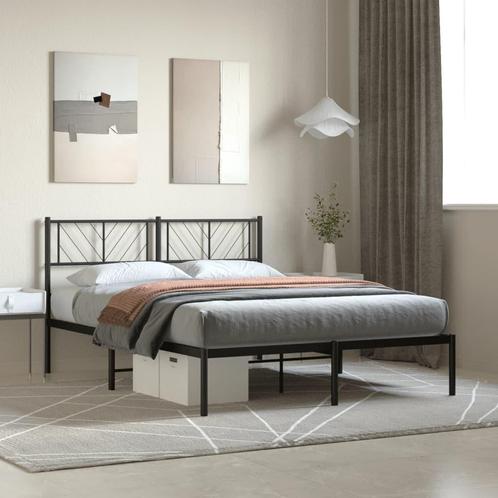 vidaXL Bedframe met hoofdbord metaal zwart 160x200 cm, Maison & Meubles, Chambre à coucher | Lits, Envoi