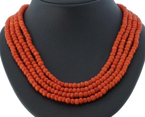 Ketting - 14 karaat Geel goud Bloedkoraal - Fraai gouden, Handtassen en Accessoires, Antieke sieraden