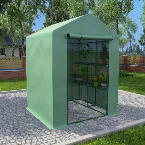 vidaXL Tuinkas met schappen 143x143x195 cm staal, Jardin & Terrasse, Serres, Envoi