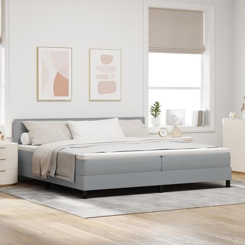 vidaXL Boxspring Bed met Matras & LED Licht Lichtgrijs, Huis en Inrichting, Slaapkamer | Bedden, Nieuw, Verzenden