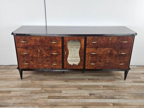 Credenza - Ebbenhout, Glas, Mahonie, Messing, Multiplex, Antiek en Kunst, Curiosa en Brocante