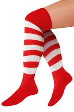 Gebreide Lange Sokken Rood Wit Gestreept 39-46 Gebreid Carna, Kleding | Heren, Carnavalskleding en Feestkleding, Nieuw, Ophalen of Verzenden