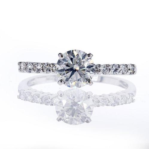 Zonder Minimumprijs - Verlovingsring - 14 karaat Witgoud -, Handtassen en Accessoires, Antieke sieraden