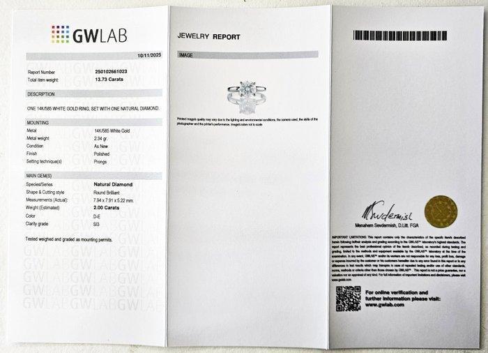 Verlovingsring - 14 karaat Witgoud - 2.00ct. tw. Diamant, Handtassen en Accessoires, Antieke sieraden