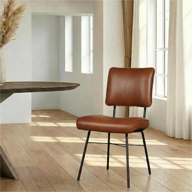 Leren eetkamerstoel Solid - Granada Savannah (cognac) -, Maison & Meubles, Chaises, Enlèvement ou Envoi