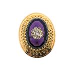Gouden broche met amethist en zirconia (vintage accesoire), Handtassen en Accessoires, Broches, Gebruikt, Overige kleuren, Ophalen of Verzenden