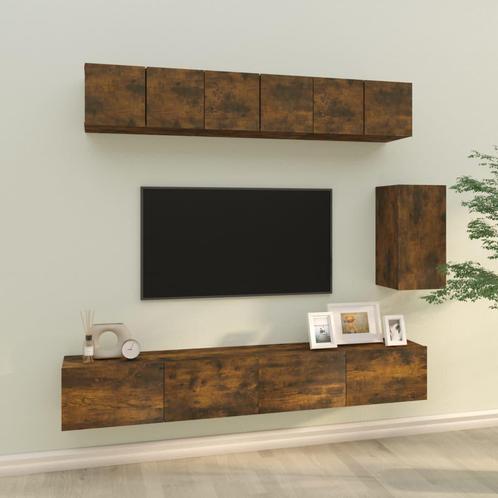 vidaXL 6-delige Tv-meubelset bewerkt hout gerookt, Huis en Inrichting, Kasten |Televisiemeubels, Nieuw, Verzenden
