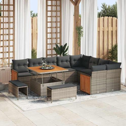 vidaXL Tuinbank Set 12 pcs Grijs, Donkergrijs 100 x 100 x 71, Tuin en Terras, Tuinsets en Loungesets, Nieuw, Verzenden