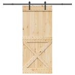 vidaXL Schuifdeur met beslag 100x210 cm massief grenenhout, Doe-het-zelf en Bouw, Deuren en Vliegenramen, Verzenden, Nieuw