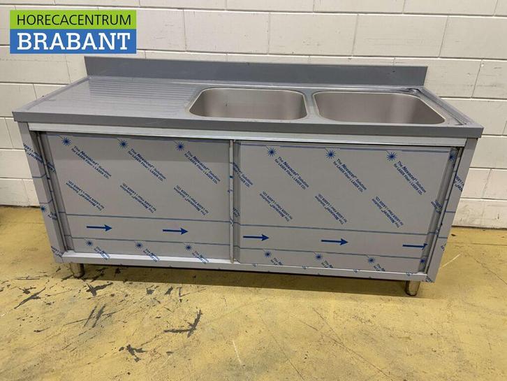 RVS Spoeltafel dubbele spoelbakken schuifdeuren Premium-line, Zakelijke goederen, Horeca | Meubilair en Inrichting, Ophalen of Verzenden