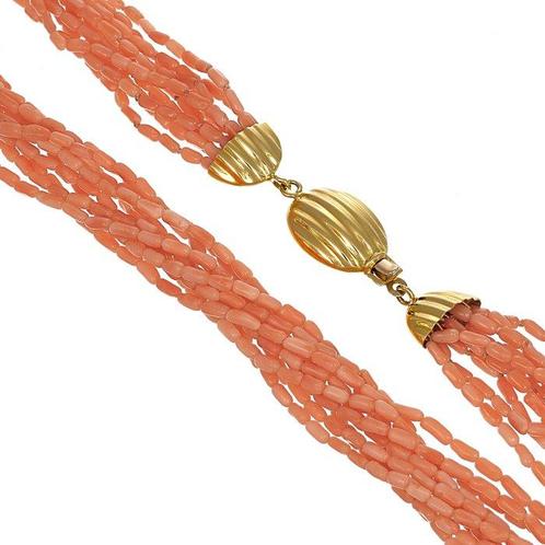 Halsketting - 18 karaat Geel goud Koraal, Handtassen en Accessoires, Kettingen