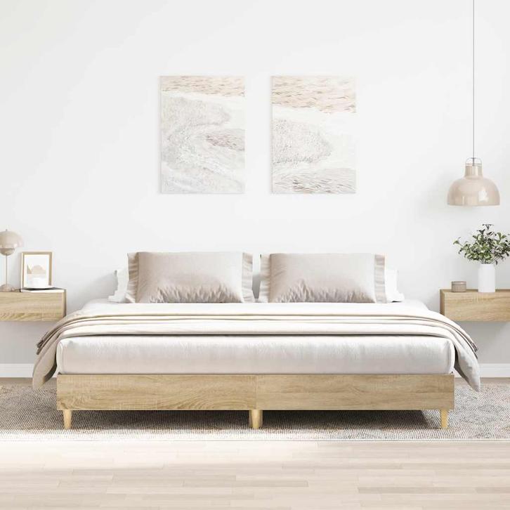 vidaXL Bedframe zonder matras hout sonoma eikenkleurig, Huis en Inrichting, Slaapkamer | Bedden, Nieuw, Verzenden