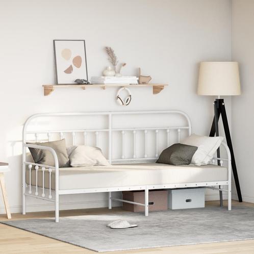 vidaXL Ligbedframe in Wit, 75x190 cm, Van Staal, Huis en Inrichting, Slaapkamer | Bedden, Nieuw, Verzenden
