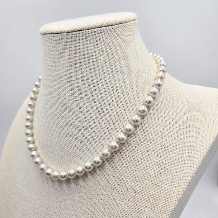 Zonder minimumprijs - Halsketting Zilver Parel - Akoya parel, Bijoux, Sacs & Beauté, Colliers