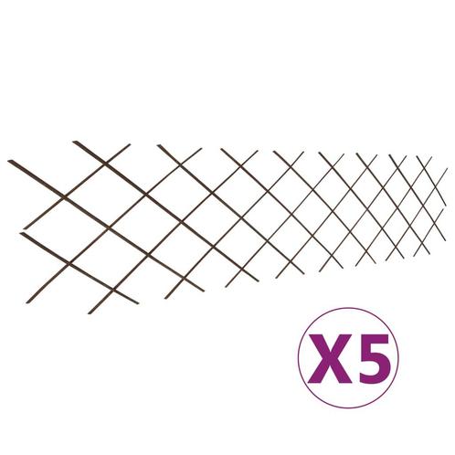 vidaXL Tuinlatwerken 5 st 180x60 cm wilgenhout, Tuin en Terras, Tuinhekken en Hekwerk, Nieuw, Verzenden
