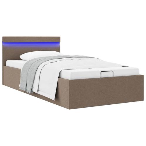 vidaXL Bedframe met hydraulische opslag en LED stof taupe, Huis en Inrichting, Slaapkamer | Bedden, Nieuw, Verzenden