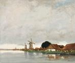 Henri Cassiers (1858-1944) - De polder with wind mills in, Antiquités & Art, Art | Peinture | Classique