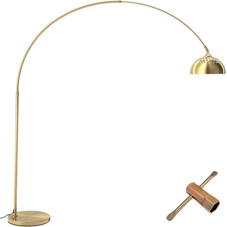tectake Booglamp Arcus, staal, retro-stijl, 60W - goud, Huis en Inrichting, Lampen | Overige, Verzenden