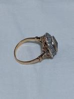 Ring - 18 karaat Geel goud, Zilver Granaat - Diamant, Handtassen en Accessoires, Ringen, Nieuw