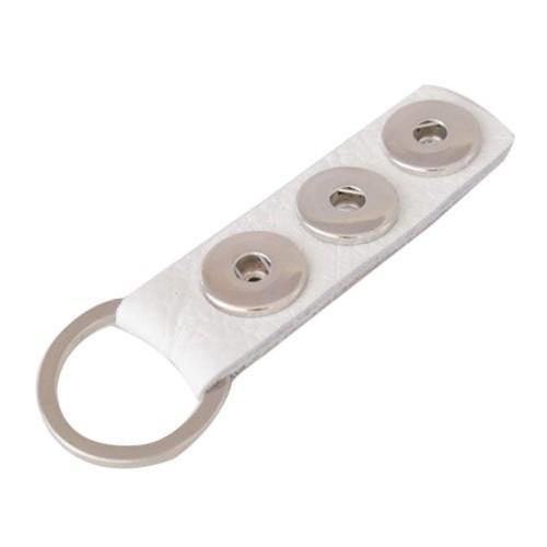 Fako Bijoux - Sleutelhanger - Leder - Click Buttons - Wit, Verzamelen, Sleutelhangers, Verzenden