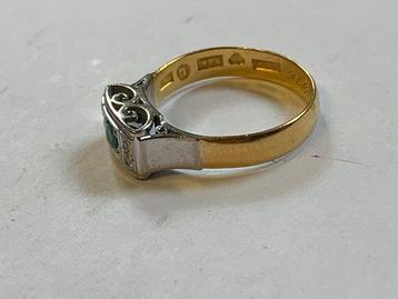 Bague tendance Or blanc, Or jaune - Bague émeraude et