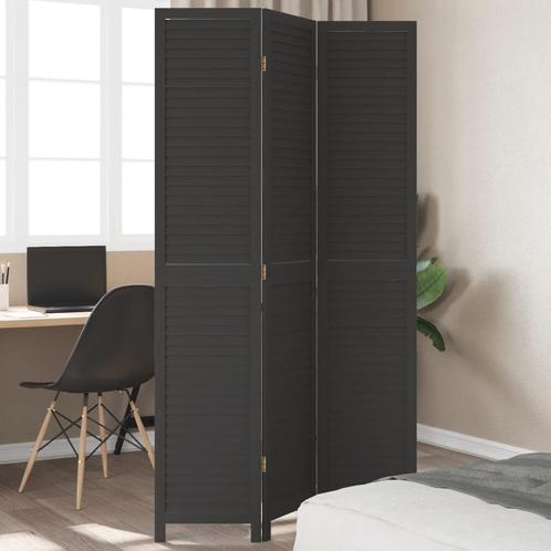 vidaXL Kamerscherm met 3 panelen massief paulowniahout zwart, Huis en Inrichting, Woonaccessoires | Overige, Nieuw, Verzenden