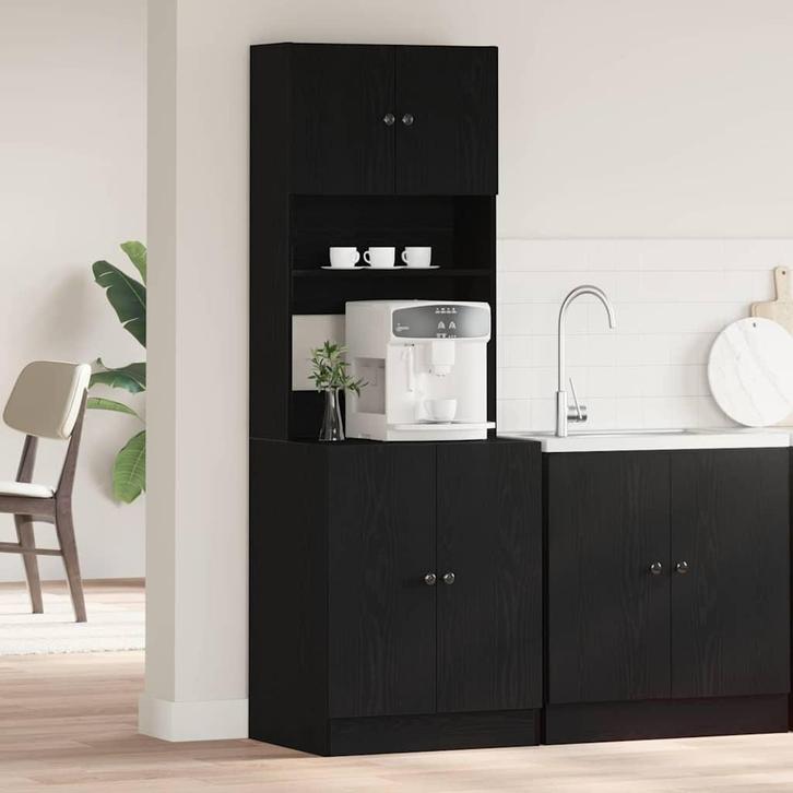 vidaXL Keuken Kast met plank Zwart eiken 60 x 50 x 180 cm, Huis en Inrichting, Kasten | Overige, Nieuw, Verzenden