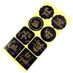 80 stickers labels assortiment zwart met goud opdruk, Nieuw