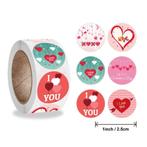 500 stickers labels rol thema: happy, love, valentine