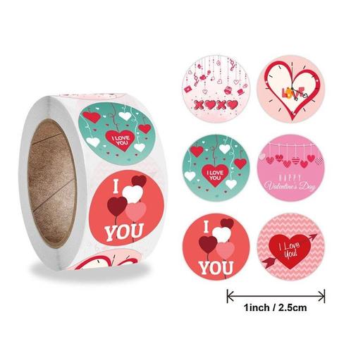 500 stickers labels rol thema: happy, love, valentine, Maison & Meubles, Accessoires pour la Maison | Plantes & Fleurs artificielles