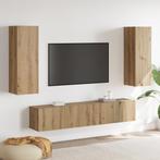 vidaXL 4-delige TV-meubelset - Wandgemonteerd, Artisan Eik,, Huis en Inrichting, Kasten |Televisiemeubels, Verzenden, Nieuw