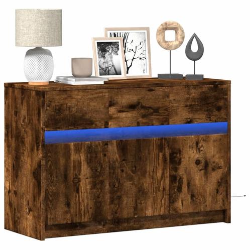 vidaXL Tv-meubel met LED 91x34x61 cm bewerkt hout gerookt, Huis en Inrichting, Kasten |Televisiemeubels, Nieuw, Verzenden