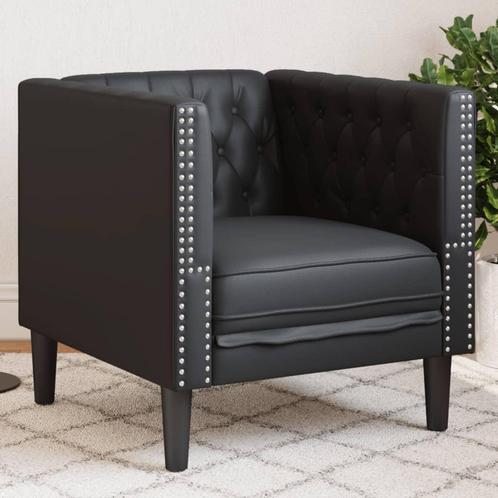 vidaXL Fauteuil Chesterfield-stijl kunstleer zwart, Huis en Inrichting, Zetels | Zetels, Nieuw, Verzenden