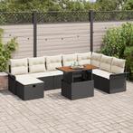 vidaXL 9-delige Tuinbankset met Kussens - Zwart Poly Rattan, Tuin en Terras, Verzenden, Nieuw