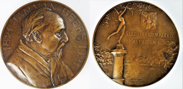 Penning/medal honderdste geboortedag van Jan van Beers 1921, Postzegels en Munten, Penningen en Medailles, Verzenden