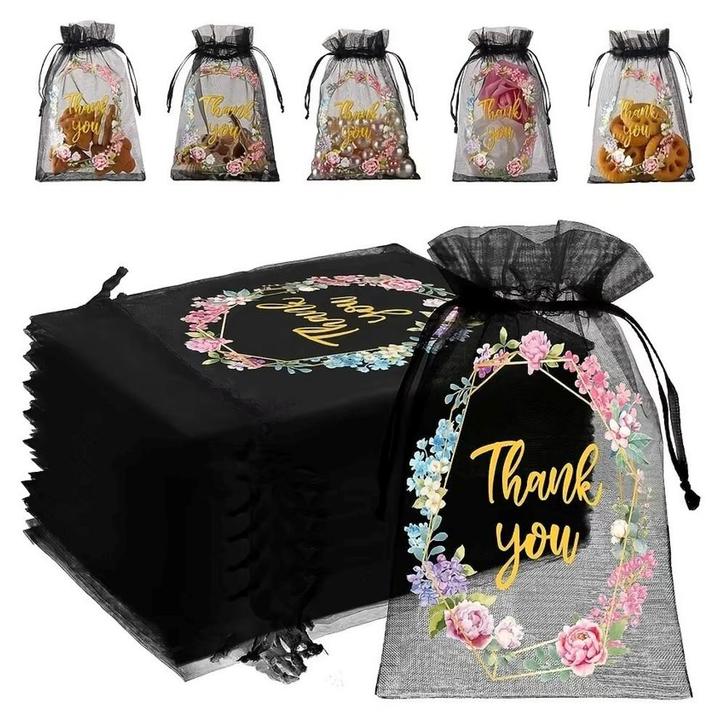 Fako Bijoux - Organza Zakjes Met Print - Thank You, Diversen, Cadeauverpakkingen, Verzenden