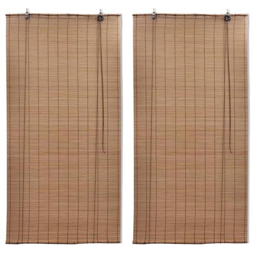 vidaXL Rolgordijnen 2 st 120x220 cm bamboe bruin, Maison & Meubles, Ameublement | Rideaux & Stores à lamelles, Envoi