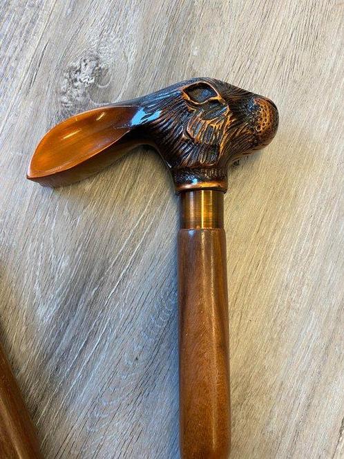 Canne de marche - Bois, Bâton de marche - tête de lapin, Antiek en Kunst, Kunst | Designobjecten